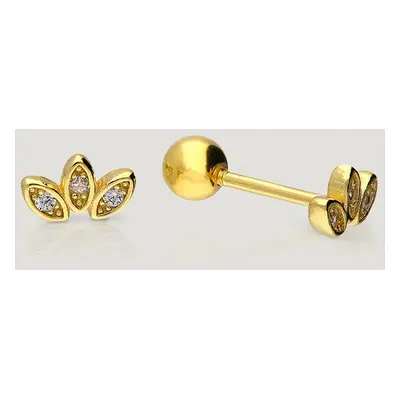 John Greed CANDY Cane Gold Plated Trio of Petals Threaded Labret Earrings For Women