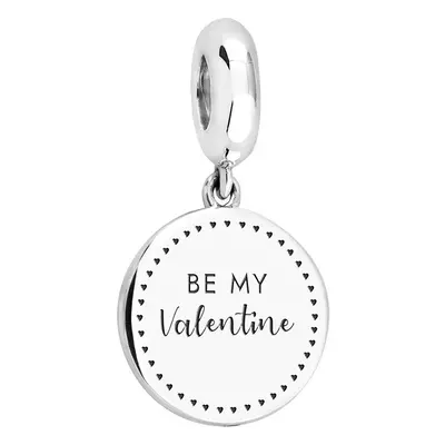 John Greed Signature Silver Be My Valentine Medium Disc Pendant Charm For Women