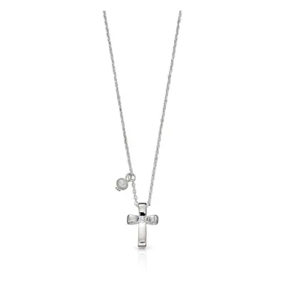 John Greed Signature Children's Silver Cross & Pearl Necklace For Women