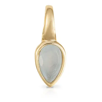 John Greed Signature Gold Plated March Birthstone Teardrop Pendant Charm For Women