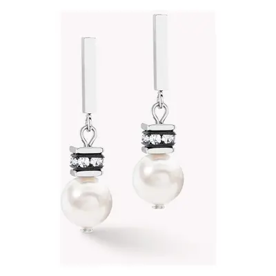 Coeur De Lion Classic GEOCUBE Earrings Crystal Pearl White For Women