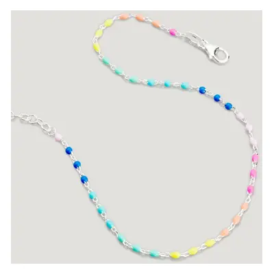 John Greed CANDY Sky Silver Enamel Rainbow Bead Anklet For Women