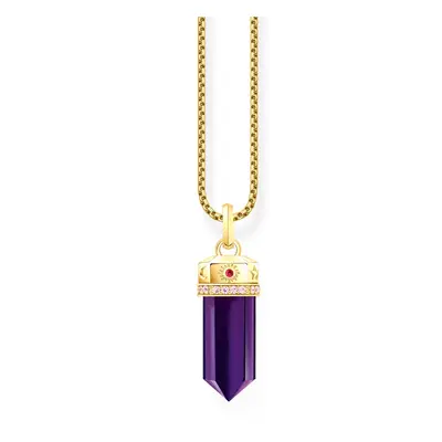 THOMAS SABO Gold Plated Cosmic Symbols Amethyst Hexagon Necklace