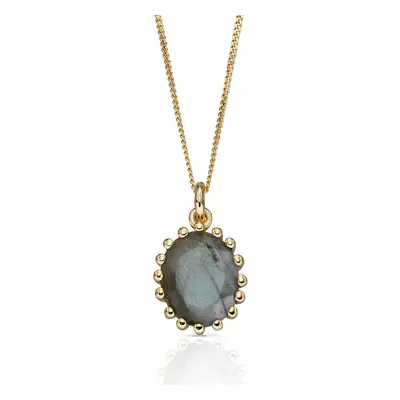 John Greed Stones Gold Plated Silver Labradorite Oval Necklace For Women