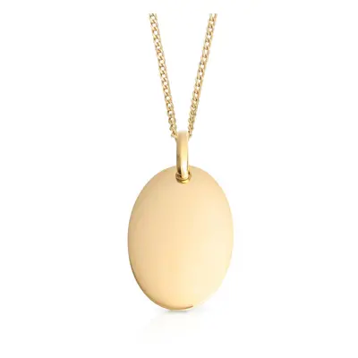 John Greed Signature Gold Plated Oval Tag Necklace For Women