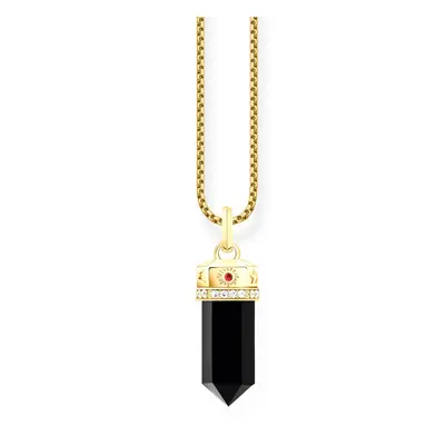 THOMAS SABO Gold Plated Cosmic Symbols Onyx Hexagon Necklace