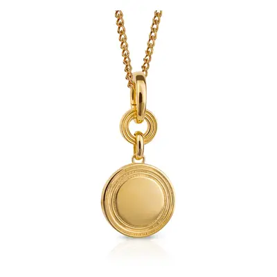 John Greed Signature Gold Plated Ridged Disc Drop Necklace For Women