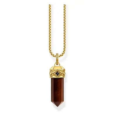 THOMAS SABO Rebel Gold Plated Tiger's Eye Hexagon Necklace