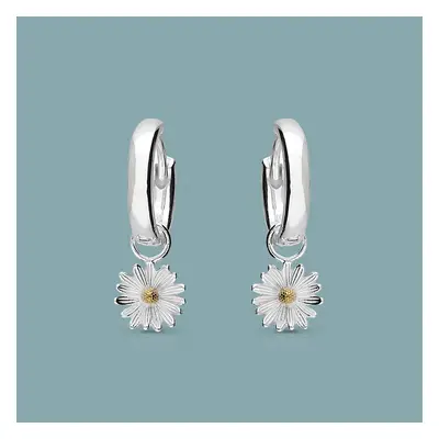 John Greed Tempest Meadow Silver & Gold Daisy Huggie Hoop Earrings For Women