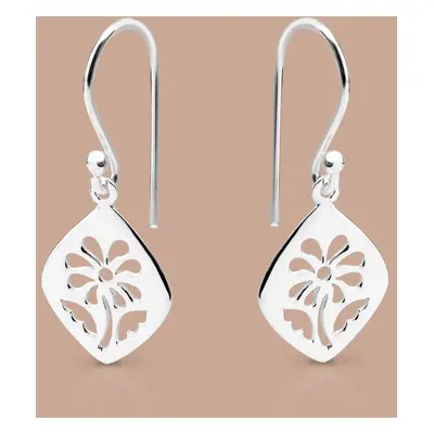 John Greed Tempest Meadow Silver Cut-Out Flower Drop Earrings For Women