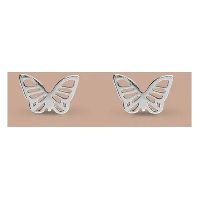 John Greed Tempest Meadow Silver Cut-Out Butterfly Stud Earrings For Women