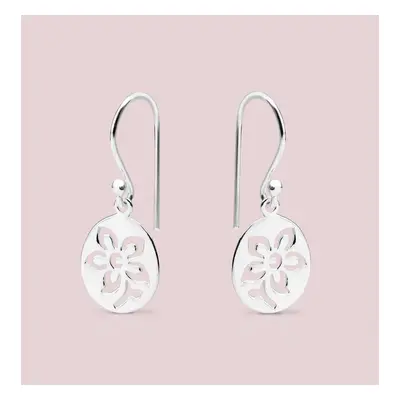 John Greed Tempest Meadow Silver Oval Cut-Out Flower Drop Earrings For Women