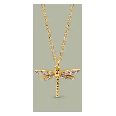 John Greed Tempest Meadow Gold Plated CZ Dragonfly Necklace For Women