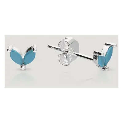 John Greed CANDY Sky Silver Turquoise Petal Stud Earrings For Women