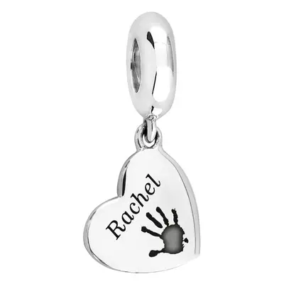 John Greed Signature Silver Heart Handprint/Footprint Engraving Pendant Charm For Women