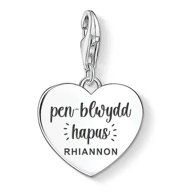 THOMAS SABO Charm Club Silver Pen Blwydd Hapus Name Heart Charm For Women