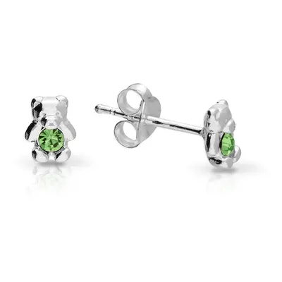 John Greed Signature Children's Silver August Birthstone Crystal Bear Stud Earrings For Women