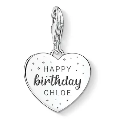 THOMAS SABO Charm Club Silver Personalised Happy Birthday Heart Charm For Women