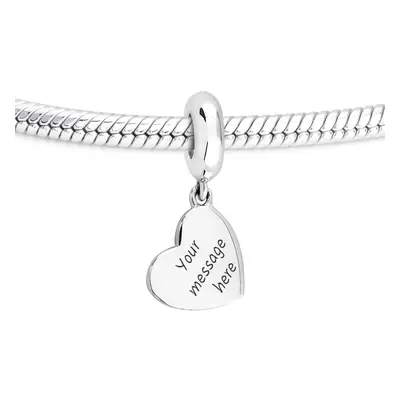 John Greed Signature Engravable Silver Heart Pendant Charm For Women