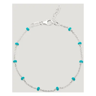 John Greed CANDY Sky Silver Enamel Turquoise Bead Bracelet For Women