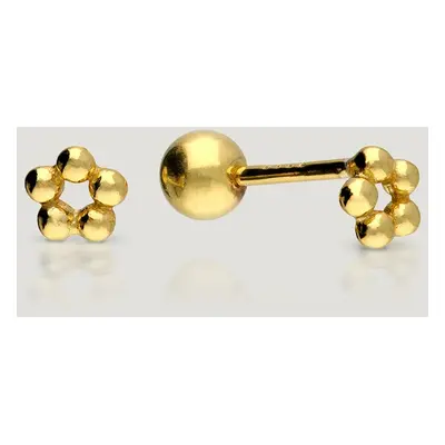 John Greed CANDY Spun Gold Plated Tiny Beaded Flower Threaded Labret Earrings For Women