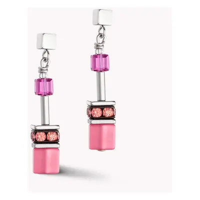 Coeur De Lion Classic GEOCUBE Earrings Magenta Pink For Women