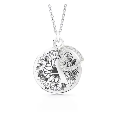 John Greed Signature Large Silver Engravable Disc & Heart Initial Necklace For Women