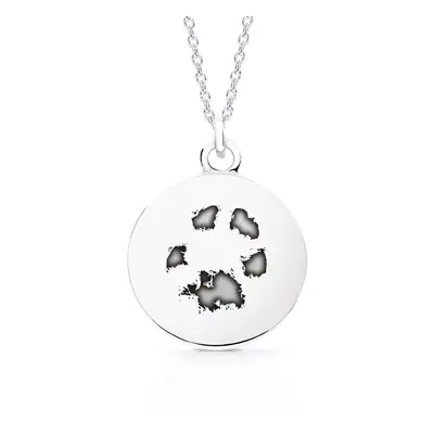 John Greed Signature Silver Large Disc Paw Print Engraving Necklace For Women