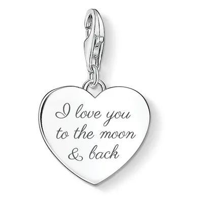 THOMAS SABO Silver Heart Charm Engraved 'I Love You To The Moon & Back' For Women