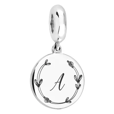 John Greed Signature Silver Heart Initial Medium Disc Pendant Charm For Women