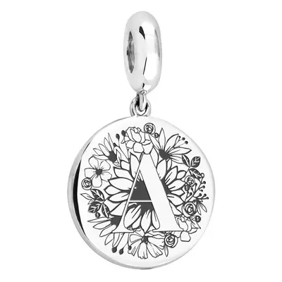 John Greed Signature Large Silver Floral Initial Pendant Charm For Women