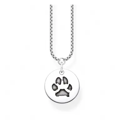 THOMAS SABO Silver Round Disc Paw Print Engraving Necklace For Women