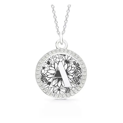 John Greed Signature Large Silver Engravable Disc & Halo Initial Necklace For Women