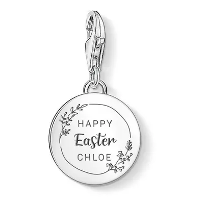 THOMAS SABO Silver Personalised Happy Easter Disc Charm For Women