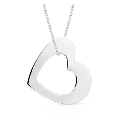 John Greed Signature Silver Flat Floating Open Heart Necklace For Women