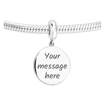 John Greed Signature Engravable Silver Large Disc Pendant Charm For Women