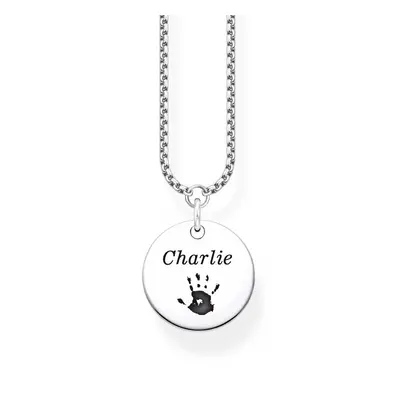 THOMAS SABO Silver Round Disc Handprint/Footprint Engraving Necklace For Women