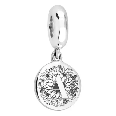 John Greed Signature Silver Floral Initial Pendant Charm For Women