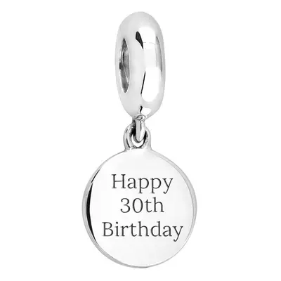 John Greed Signature Silver Happy Birthday Age of Choice Charm For Women