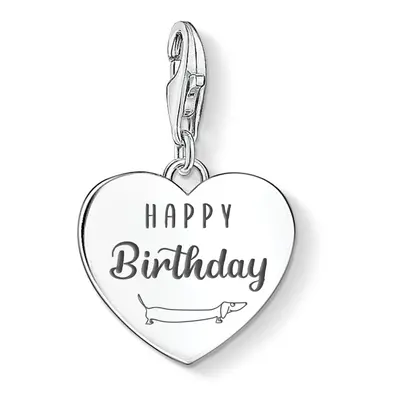 THOMAS SABO Charm Club Silver Happy Birthday Sausage Heart Charm For Women