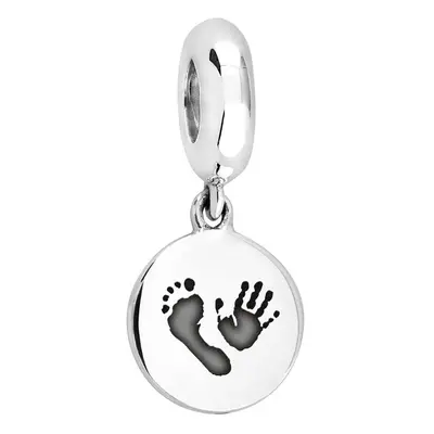 John Greed Signature Silver Disc Handprint/Footprint Engraving Pendant Charm For Women