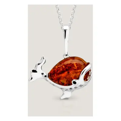 John Greed Tempest Cove Silver Amber Whale Necklace For Women