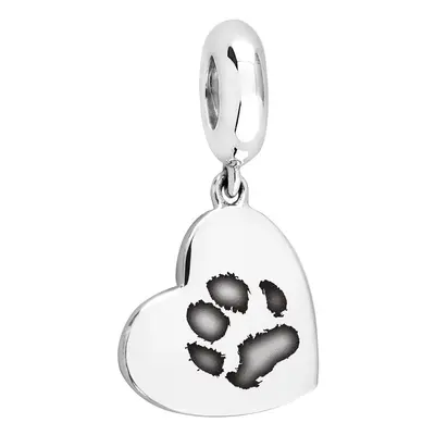 John Greed Signature Silver Medium Heart Paw Print Engraving Pendant Charm For Women