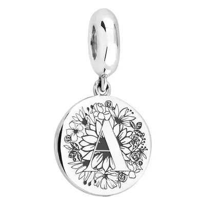 John Greed Signature Medium Silver Floral Initial Pendant Charm For Women