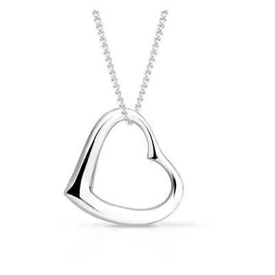 John Greed Signature Silver Floating Waved Heart Necklace For Women