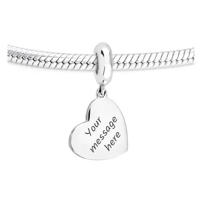 John Greed Signature Engravable Silver Medium Heart Pendant Charm For Women