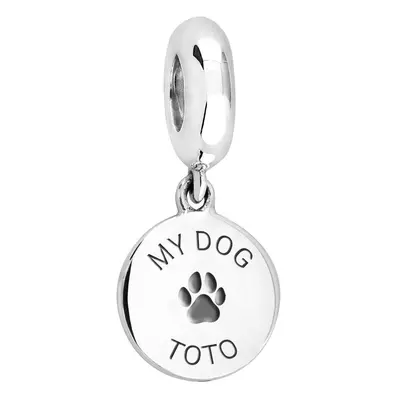 John Greed Signature Engravable Silver Dog Paw Print Small Disc Charm For Women