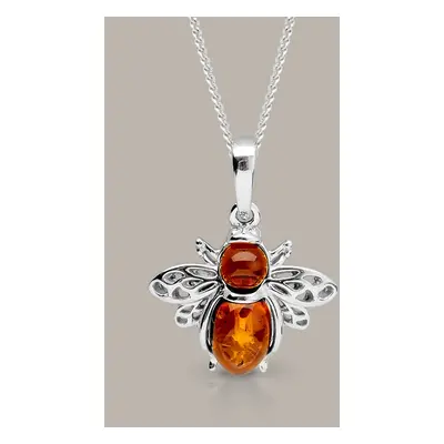 John Greed Tempest Meadow Silver Cognac Amber Bee Necklace For Women