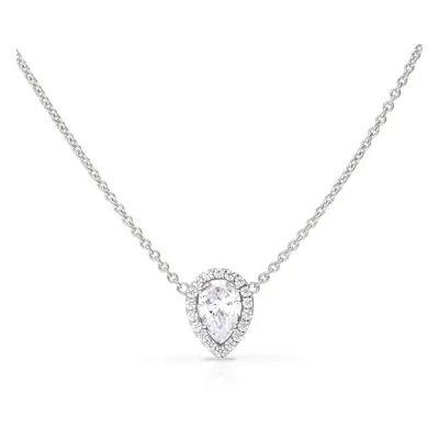 Diamonfire Silver Zirconia Teardrop Halo Necklace For Women