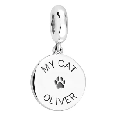 John Greed Signature Engravable Silver Cat Paw Print Medium Disc Charm For Women